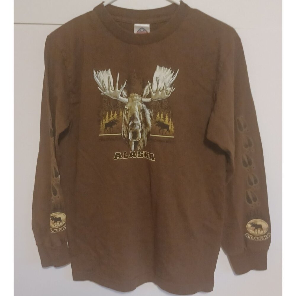 Vintage Alstyle Apparel & Activewear  Alaska Long sleeve Brown Shirt Size Small